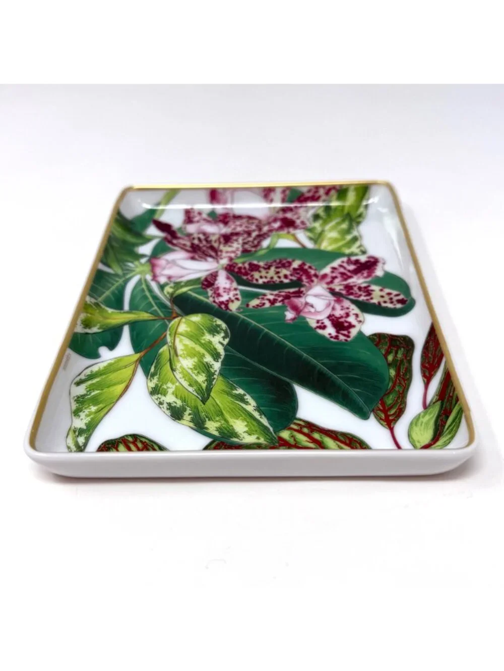 BNIB  Hermes Small Porcelain Passifolia Palm Leaf and Lilly Flower Tray N1 Plate